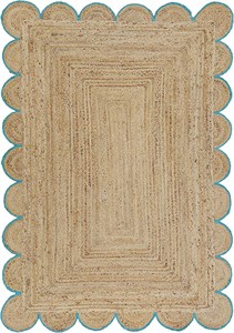 Alfombra rústica de yute festoneado Alfombra de Área Natural para granja o decoración costera Alfombra vintage Bohemia - Product Image 2