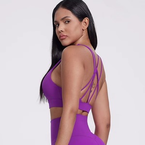 Logo personnalisé dames Gym Fitness ensembles courts vêtements femmes vêtements actifs Yoga soutien-gorge croisé sport soutien-gorge séchage rapide Yoga ensemble pour les femmes - Product Image 1