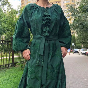 2025 nueva moda verano Casual elegante mujer Lino estampado estilo vacaciones Vestido corto manga larga vestido estampado para damas - Product Image 1