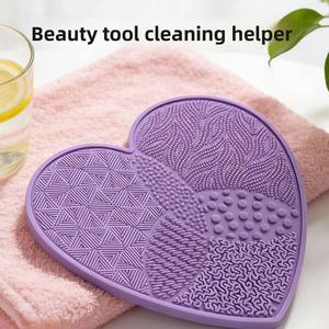 Factory Wholesale Heart-shaped Silicone Love Wash <b>Pad</b> with <b>Suction</b> Cup Makeup Brush Cleaner Powder Puff - Product Image 3