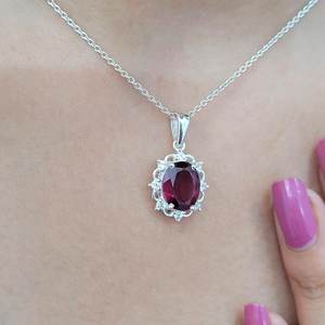 Rhodolite Garnet Cluster Pendant Necklace 925 Sterling Silver Children's Handmade Jewelry High Quality January Birthstone Gift - Product Image 4