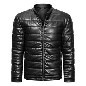 Chaqueta Bomber de cuero de manga larga para hombre de calidad superior al por mayor 2024 color personalizado con cuello levantado y decoración bordada - Product Image 4