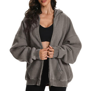 Sweat à capuche oversize pour femme avec doublure en polaire douce, séchage rapide et confortable, respirant, sweat à capuche zippé pour filles - Product Image 1