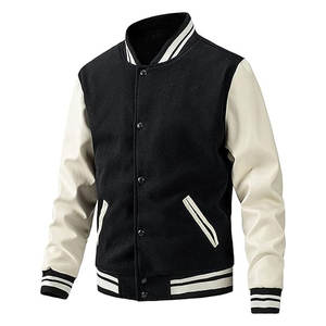 Veste d'extérieur en laine et en cuir de haute qualité à bas prix à quantité minimale de commande bas Service OEM pour hommes Meilleure veste de baseball universitaire personnalisée pour hommes - Product Image 3
