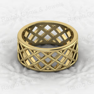 แหวนเงินสเตอร์ลิง925ของผู้ชายงานแฮนด์เมดลายหมากรุกกว้าง9มม. พร้อมเครื่องประดับเส้นลวดส่วนบุคคล - Product Image 5