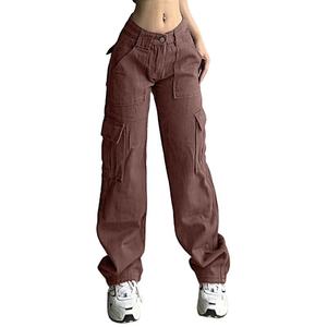 กางเกงคาร์โก้ทรงตรงมี6กระเป๋ากางเกงขาบานสำหรับผู้หญิงแฟชั่นเครื่องแต่งกายแนวสตรีทแบบแฟชั่นสินค้ามาใหม่2025 - Product Image 3