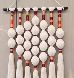 Grande tapisserie murale en macramé faite à la main, style bohème, pour la décoration du salon - Product Image 4
