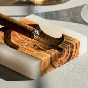 Cendrier carré en bois et résine de luxe moderne de grande taille, personnalisable avec logo couleur, pour la maison, l'hôtel et le restaurant - Product Image 5