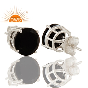 ต่างหูพลอยโอนิกซ์สีดำธรรมชาติสีเงินสเตอร์ลิงเครื่องประดับออกแบบตามต้องการสำหรับผู้หญิงของขวัญสำหรับผู้หญิงสำหรับเธอ - Product Image 4