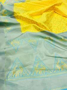 Sarees en soie Jacquard lourd de haute qualité avec bordure de tissage Jacquard doré vêtements indiens et pakistanais - Product Image 6