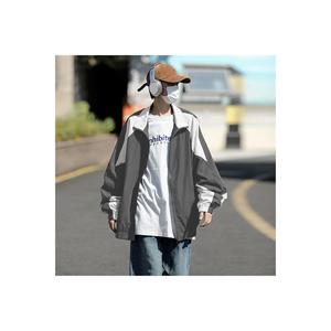 Giacca paracadute grigia con dettaglio a righe bianche retrò - Product Image 1