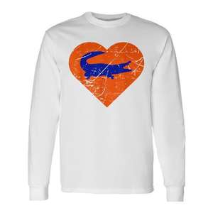 Camiseta de manga larga Gators In Heart para adultos, unisex, cuello redondo, deportes y juegos, serigrafía - Product Image 1