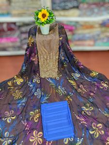 Collection Mariage Formel : Robe en Chiffon Jacquard Luxueux et Uni, 100% Soie, Légère, Couleur Rose Contrastante pour Filles - Product Image 3