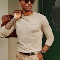 Pull en laine/coton fin pour homme - Doux, confortable, décontracté, respirant, séchage rapide