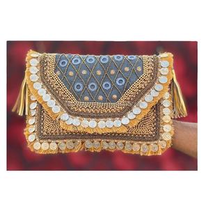 Bolso de Mano Tipo Clutch para Mujer, Estilo Bohemio Indio, Elegante, para Fiestas y Compras, Bordado, Hecho a Mano con Cuentas, Marca Guru - Product Image 6
