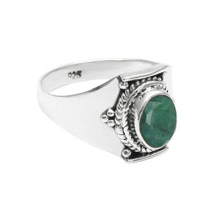 Émeraude naturelle 925 Sterling Silver Women's Wear Minimalist Rings Luxury Handmade May Birthstone Rings Anniversary Rings For Her - Product Image 2