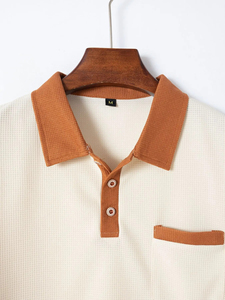 Plus Size Men's Knitted Printed Polyester/Cotton Fleece Short Sleeve Button-Up Shirts Trendy Casual Breathable - Product Image 4