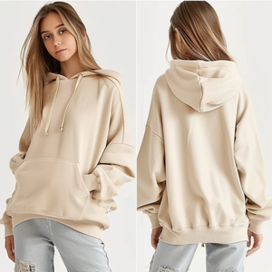Nueva Sudadera con capucha para mujer Street Style Casual Oversize Color sólido con capucha Sudadera de mujer de gran tamaño personalizada - Product Image 3