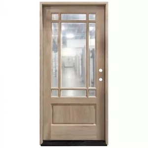 Porte extérieure en bois d'acajou 9-Lite avec verre transparent à gauche Inswing Design minimaliste Matériau en acier inoxydable - Product Image 6