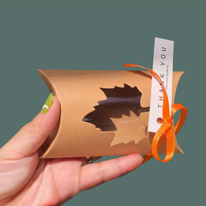 Cajas De Almohada Kraft de hoja de arce, Cajas de Regalo de recuerdo de fiesta de Acción de Gracias de papel, caja de dulces Para Boda y Baby Shower, fiesta de cumpleaños - Product Image 6