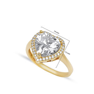 Clear CZ Stone Heart Design Anillo de plata esterlina 925 Venta al por mayor Joyería de plata esterlina 925 Turco hecho a mano - Product Image 2
