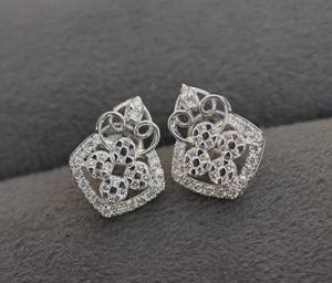 IGI Certified 18K White Gold Natural Diamond Loop Pendant Earring Set Elegant Bridal Jewelry Trendy Same Day Ship - Product Image 5