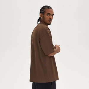 Verano de alta calidad 100% algodón Unisex peso pesado 300 Gsm camisetas de gran tamaño Tops hombro caído Camisetas De Hombre con logotipo personalizado - Product Image 4