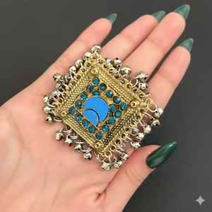 Vintage <b>Pakistani</b> Afghan Kuchi Choker Rings Earrings Set Stainless Steel Jewelry for Women Adults Engagement Wedding Occasion - Product Image 2