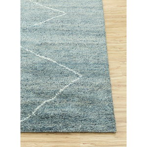 Alfombra de Lana Anudada a Mano Zuri Azul, Diseño Geométrico y Abstracto, Rectangular, Tipo Rompecabezas, para Hogar, Adolescentes, PKWL-450, Alfombra para Lado de la Cama - Product Image 4