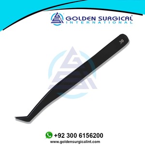 Pinces à épiler pour cils, couleur noire, pointe pointue, pinces à épiler pour sourcils personnalisées, prix bon marché, fournisseur en gros - Product Image 3