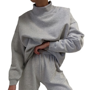 Women Mock Neck Sweatshirt Heavyweight Lined Winter Streetwear Fashion - Product Image 1