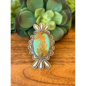 Bague en turquoise et argent sterling Kings Manassa, objet de collection culturelle d'Alex Sanchez, taille 8.75 - Product Image 1