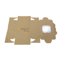 Boîte carrée en papier kraft biodégradable avec poignée, emballage alimentaire auto-élevant, fenêtre découpée, impression quadricolore