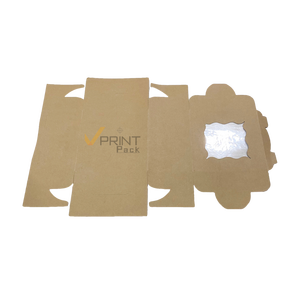 Biodegradable Kraft Paper Square <b>Box</b> with Handle Self Erecting Food Packaging Die Cut Window Four-Color Printed - Product Image 4