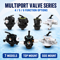 Vanne multiport ABS 6 voies de 1,5 et 2 pouces à montage supérieur, fixée par vis avec manomètre pour filtre à sable de piscine