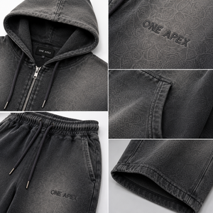 Ensemble sweat à capuche zippé et pantalon de survêtement large pour femme, gris anthracite, en coton épais, style streetwear, survêtement d'hiver - Product Image 6
