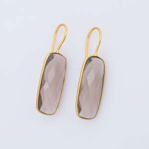 Pendientes de Plata de Ley 925 Chapados en Oro de 18K de Alta Calidad, Cuarzo Ahumado, 12×25mm, Octágono, 5 Pulgadas, 12g, para Fiestas - Product Image 6