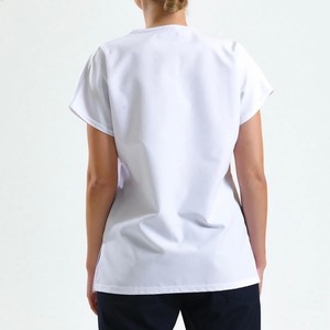 Uniformes médicos, ropa de verano para mujeres, conjunto de uniformes médicos de hospital con cuello en V personalizado, pantalones de cintura elástica, precio barato, venta al por mayor de fábrica - Product Image 3