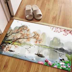 Tapis imprimé paysage japonais, design classique, décoration intérieure de luxe, tapis en velours - Product Image 3