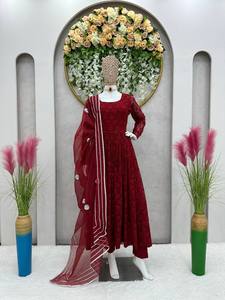 Elegant Organza <b>Chikankari</b> Gown for Women Floral Digital Print Latest Pakistani Salwar Kameez Designs - Product Image 2