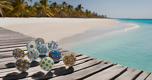 Lot de 10 boutons de tirage en céramique peints multicolores vintage pour armoire de cuisine, porte et tiroir, armoire, armoire - Product Image 5