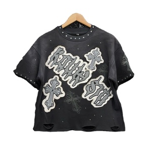 T-shirts d'été épais pour hommes en coton personnalisés, délavés à l'acide, brodés et ornés de strass, vêtements décontractés - Product Image 1