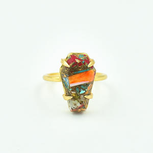 Fashion Jewelry Blue Spiny Oyster Copper Turquoise <b>Ring</b> 925 Solid Sterling Silver <b>Statement</b> <b>Ring</b> Jewelry Supply From India - Product Image 1