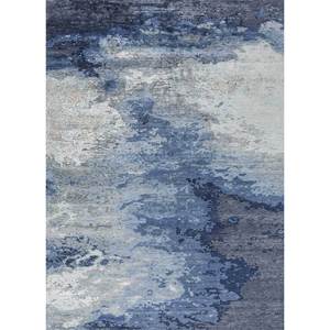 Alfombra Entropy Blue de Lana y Viscosa Anudada a Mano, 10 mm de Grosor, Abstracta, para el Hogar, Pasillo, Rectangular, de Yute, para Sala de Estar, Hecha a Mano - Product Image 1