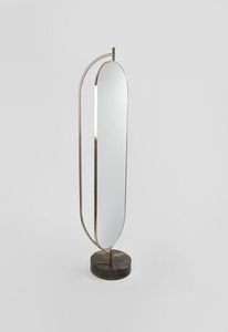Contemporary Oval Frame <b>Standing</b> <b>Mirror</b> With Unique Curved Base Design For Modern Home Styling - Product Image 4
