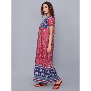 Chemise de nuit bordeaux ultra douce Evolve pour femme, 100 % coton tissé imprimé, longue, confortable et élégante - Product Image 5