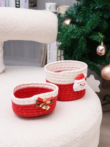Panier en macramé fait main pour Noël, organisateur de rangement pour les fêtes, décoration élégante pour la maison, parfait pour offrir en cadeau et pour une utilisation festive, en provenance d'Inde - Product Image 4
