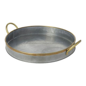 Ustensiles de cuisine les plus vendus plateau de service Top qualité moderne nordique métal fait à la main plat jus plateaux rond miroir plateau de service - Product Image 3