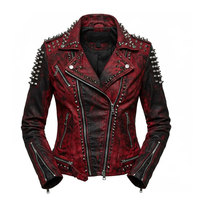 Veste en cuir rock pour homme, style vintage moto biker, coupe ajustée, avec ceinture à la taille et poches zippées