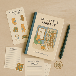 LABON My Little Library Kids Creative Journal con acogedora escena de lectura de animales para dibujar, escribir y seguir libros - Product Image 4